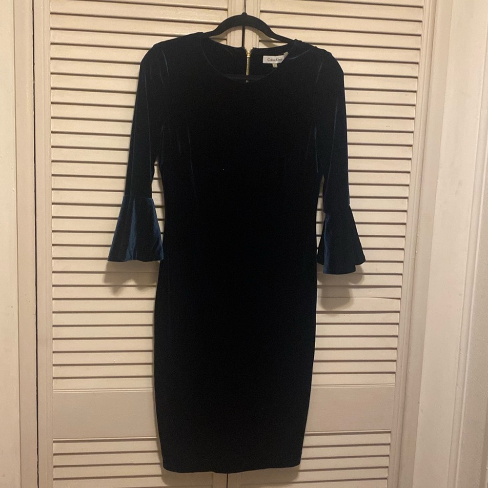 Navy velvet cocktail dress